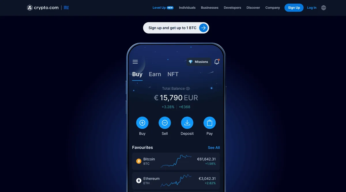 Capture d'écran du programme de parrainage Crypto.com