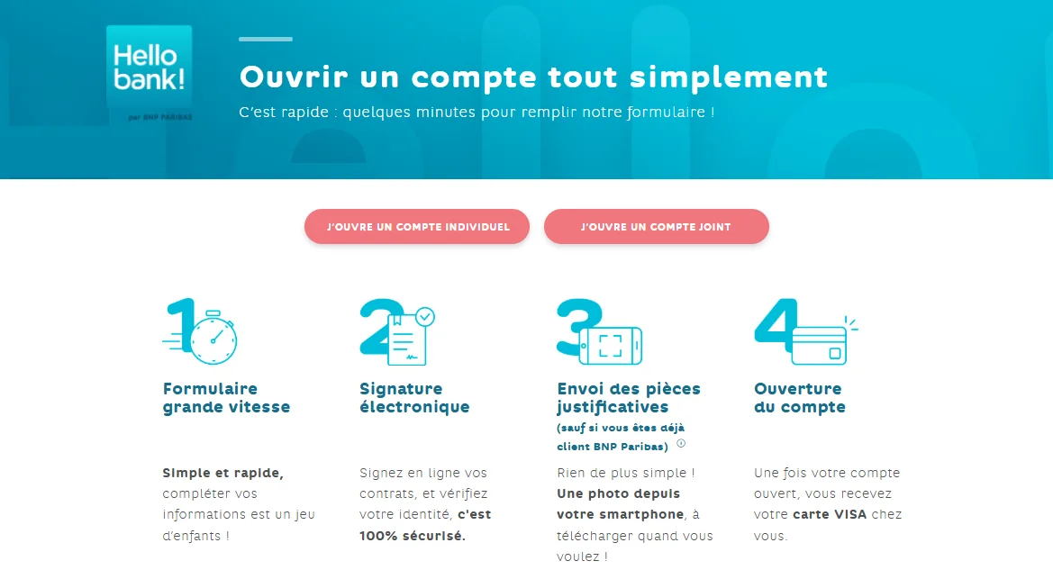 Capture d'écran du programme de parrainage Hello bank!