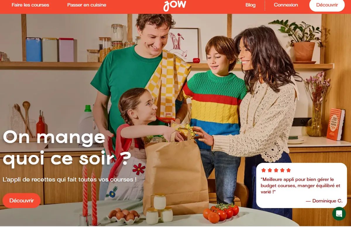 Capture d'écran du programme de parrainage Jow