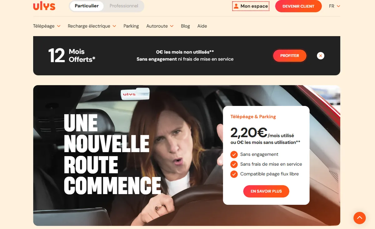 Capture d'écran du programme de parrainage Ulys by Vinci Autoroutes